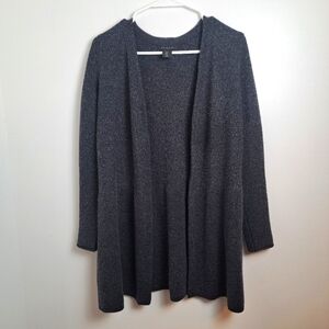 Tahari Dark Grey Merino Wool Blend Soft Warm Button Sleeve Sweater Cardigan Sz M